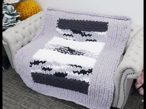 HAND KNIT A CHUNKY CHENILLE "WINTER" BLANKET