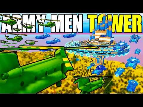 Largest Army Men HELICOPTER GUNSHIP invasion of DEATH TOWER Defenses! - Attack on Toys