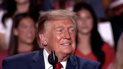 Trump interrupted by 10+ protesters, then MAGA turns violent and POTUS slings mom joke