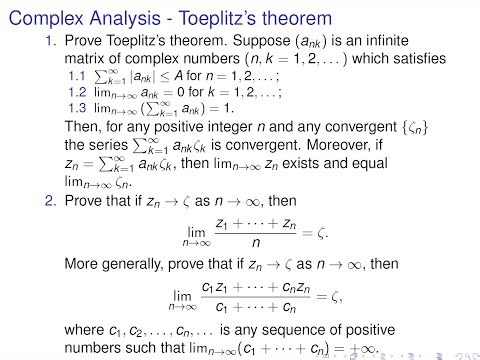 Complex Analysis - Toeplitz's Theorem and Its Application