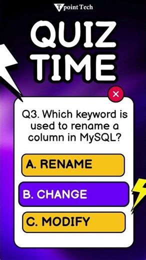 MySQL MCQs | MySQL Practice Questions & Answers | Tpoint Tech