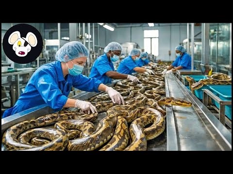 Shocking Video : Millions Of Pythons Are Processed – Massive Python Farming For Skin, Meat & Fat