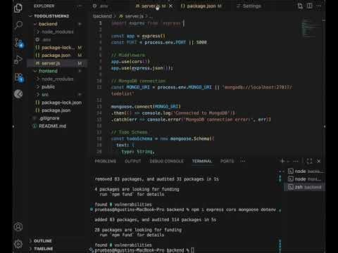 ToDo List MERN Explicado - Parte 4 - Imports Dependencias y npm install