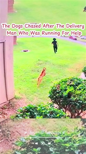 The dogs chased after the delivery man who was running for help #satisfying #animals #dogs