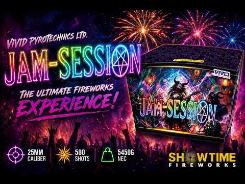 Jam-Session Fountain by Pyroworx Fireworks – 5 Shots, 65 Seconds, Low-Noise Colour Display