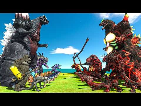 Godzilla Hell Magma Corruption vs SpaceGodzilla Team - Animal Revolt Battle Simulator