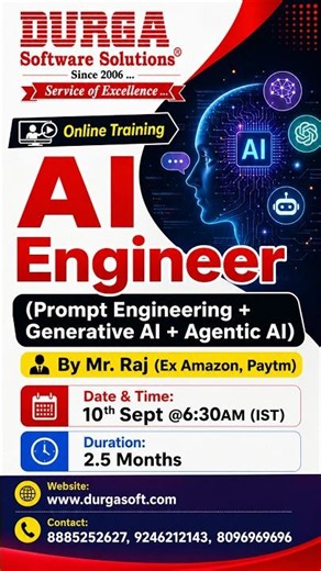 AI Engineer (Prompt Engineering + Generative AI + Agentic AI) Online Training @ DURGASOFT #durgasoft
