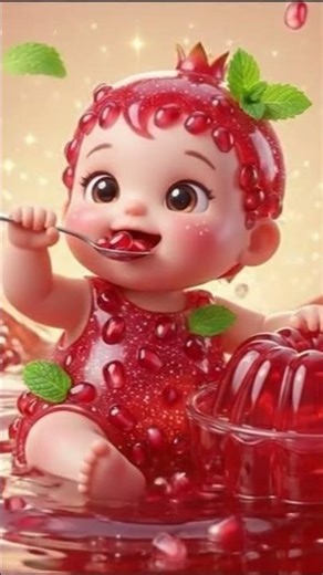 [AI ASMR] Grape Baby Transforms into a Cute Pomegranate Jelly Baby and Eats Jelly | Meow ASMR #asmr
