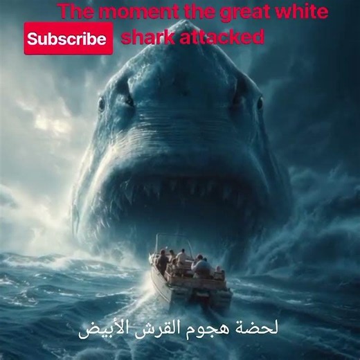 The most dangerous scene: the moment a great white shark attacks أخطر مشهد لحضة هجوم سمك القرش