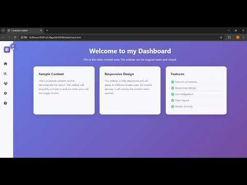 Responsive Sidebar Toggle Menu (HTML CSS JS)
