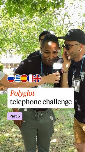Babbel on Instagram: "Russian, Greek, Spanish, French and English try delivering a message through polyglot telephone 📞 🗣️ Filmed at the Polyglot Gathering, a huge international event for polyglots and language lovers. #Polyglot #LanguageTelephone #LanguageGame #Multilingual #TelephoneGame"