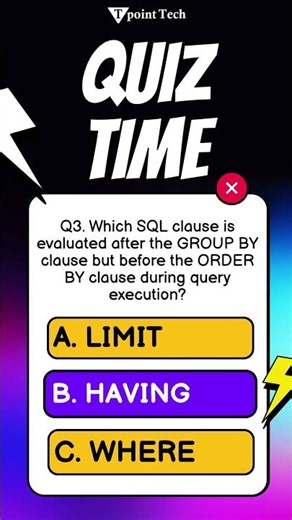 MySQL Quiz | MySQL Practice Questions and Answers | Tpoint Tech