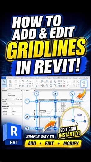 How to Add Gridlines in Revit #Shorts #revit #architecture