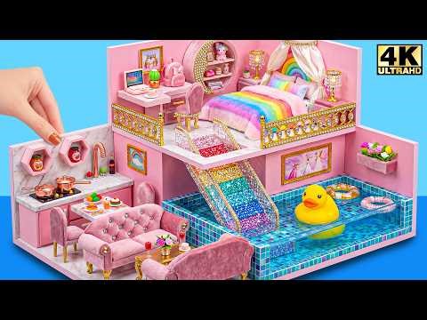 Build Ultimate Simple Mini House with Royal Bedroom and Large Pool ❤️ | DIY Miniature House