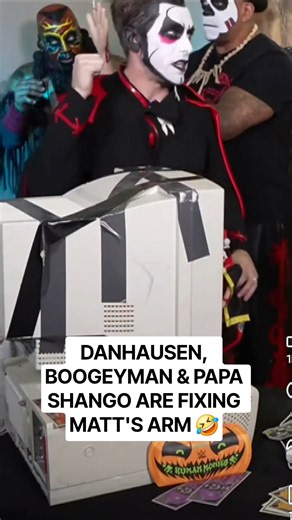 DANHAUSEN, BOOGEYMAN and PAPA SHANGO Are Fixing Matt's Arm 🤣 #wwe #danhausen #danhausenhalloween