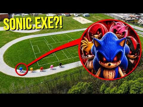 DRONE CATCHES ALL SONIC.EXE AT HAUNTED FOREST RUNNING AROUND!! (ATTACKED)