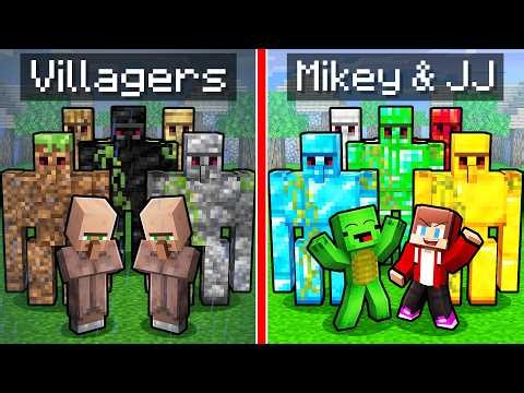 Villagers POOR vs JJ & Mikey OP Golem Battle (Maizen & Minecraft)