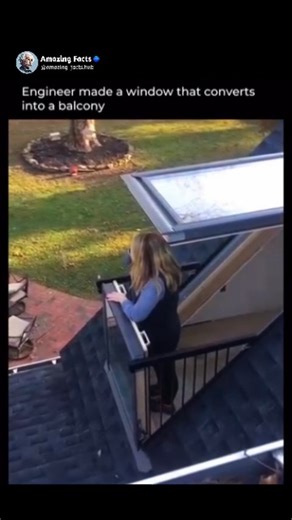 Amazing Facts on Instagram: "The graph shows the window starting at 0° (flat vertical window) and smoothly rotating outward to about 90°, transforming into a balcony. The curve rises steadily, illustrating controlled mechanical motion that ensures safety and balance as the glass panel locks into its horizontal position. but as the transformation completes, the graph shows forces redistributing evenly across side rails and floor supports, highlighting the engineering precision that makes the balc