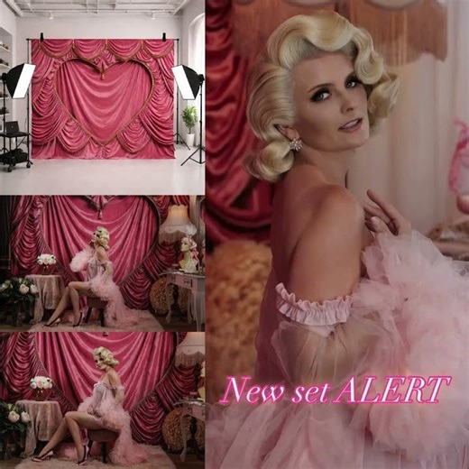 Channeling old Hollywood glamour in this stunning pink heart backdrop 💕