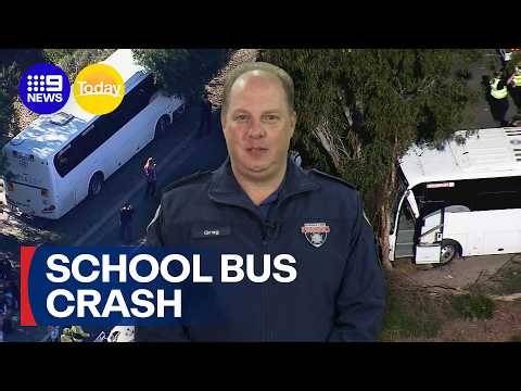 Bus driver fighting for life after Western Sydney school bus crash | 9 News Australia