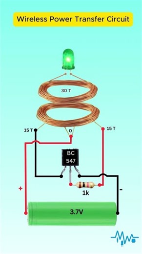 Wireless Power Transfer Using BC547 Transistor #Shorts