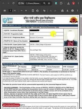 (Breaking News) IGNOU Hall Ticket Download 2026 June #ignou #ignounews #ignouexam
