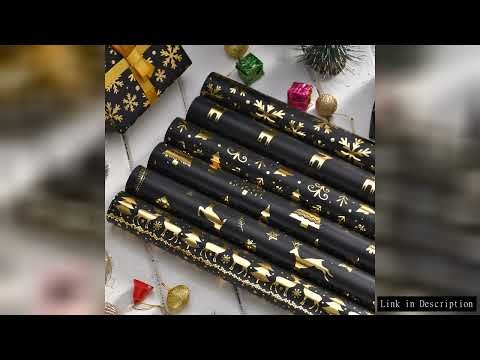 6pcs Gilding Christmas Wrapping Paper Xmas 2026 New Year Gift Packaging Decoration DIY Craft Paper M