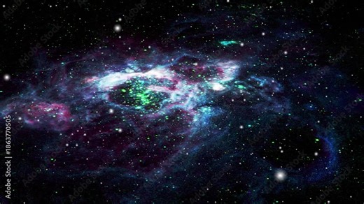 Vibrant nebula explosion in deep space with stars and colorful gas clouds.