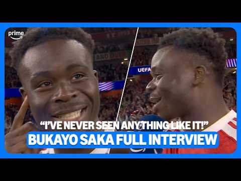 Saka reacts to reaching UCL FINAL 🤩🔴 | full post-match interview | UEFA Champions League 🎙️