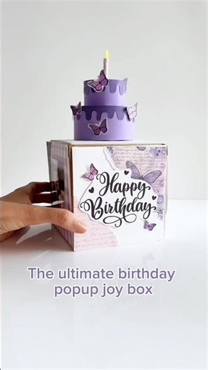 Birthday popup box 💜 #popupbox #birthdaycard #handmadecards #papercrafting #cardmaking