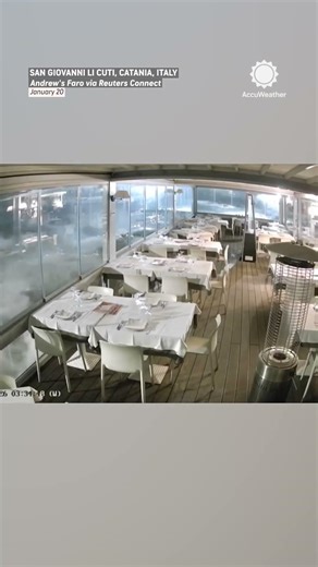 Windows Smashed As Ocean Crashes Through Restaurant Windows