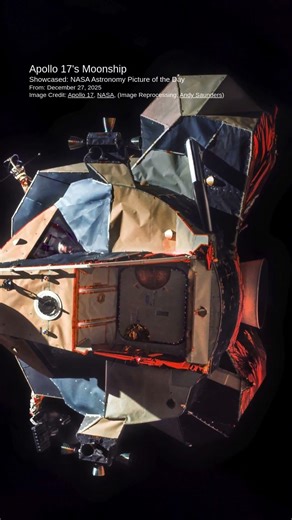 A glowing moonship ascended above the lunar surface. #Apollo17 #MoonMission