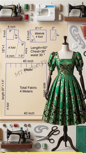 36/38 Size Long Gown + 36 Size Frock | Perfect Drafting #shorts #shortsfeed #youtubeshorts
