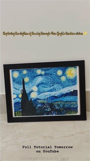 Starry Night with Oil Pastels 🎨✨ (Tutorial Tomorrow) #starrynightvibes #vangogh #vangoghstyle