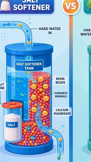 Salt softener vs. salt-free conditioner — they're not the same thing. 🧂