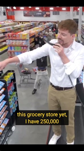 Last To Leave Grocery Store, Wins $250,000! 😱 #moneychallenge #mrbeast #paidpartner