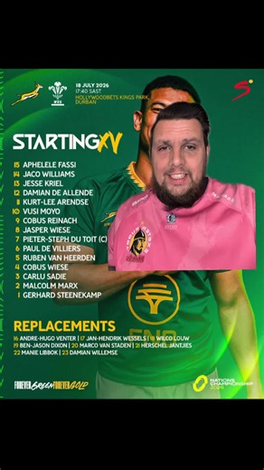 Happy Rassie Monday Springboks Nations Championship XV