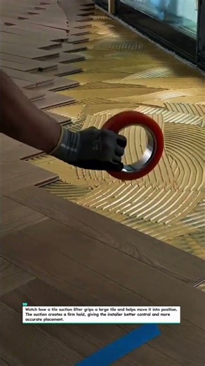 Large Tile Installation Made Easier with a Powerful Suction Lifter #TileTools #Tiling #Construction