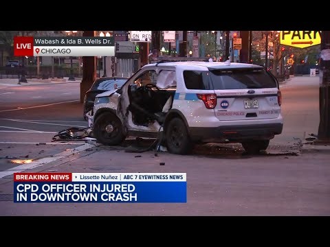 Chicago police officer hospitalized after serious crash in the Loop