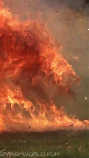 Controlled explosion on ground