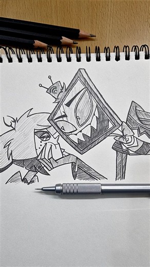 drawing alastor vs Vox✨ /hazbin hotel 🏨 #hazbinhotel #alastor #illustration #nostalgia #upsidedown
