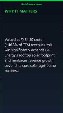 GK Energy (GKENERGY): Wins ₹454.50 Cr Rooftop Solar Empanelment for 100 MW Across 1,00,000… #shorts
