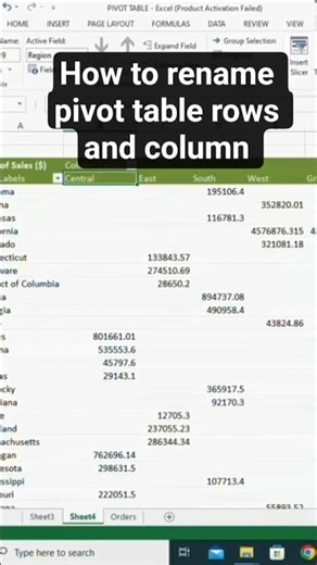 Pivot table labels: How to rename rows and columns quickly #pivotable #exceltricks #shorts
