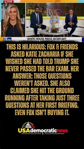 Katie Zacharia just got grilled on Fox & Friends too, and her answer about the bar exam