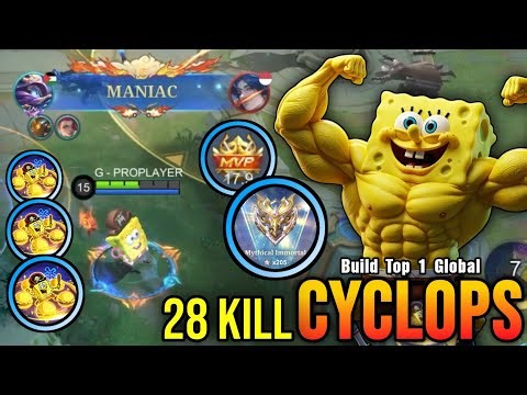 Finally 200+ STARS!! Cyclops 28 Kills without Death - Build Top 1 Global Cyclops ~ MLBB