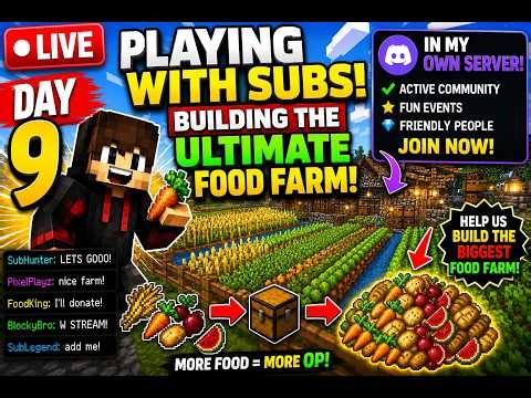 Minecraft LIVE: Building An INSANE Food Farm With Subscribers! 🤯 | Day 9 #minecraft