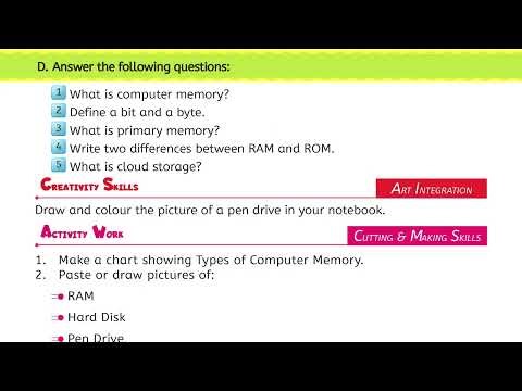 Computer Class 4 | Chapter 1 Exercise: Memory and Its Types | Solved Questions