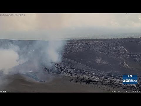 Episode 45 of lava fountaining ends at the summit of Kilauea