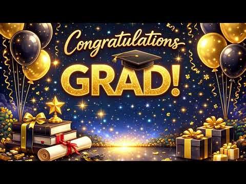 Congratulations Graduate 🎓 | Graduation Party TV Background | Elegant Gold Grad Screen Saver