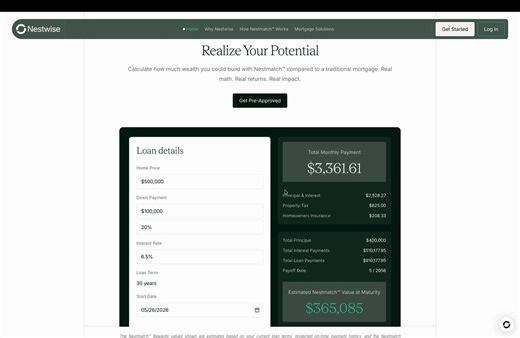 Built this mortgage calculator for Nestwise.Plug in your numbers, get your monthly breakdown and rewards estimate instantly.Custom built in @webflow.